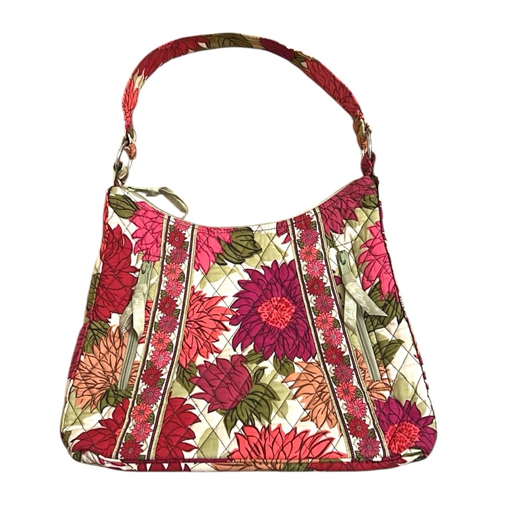 Vera Bradley RARE RETIRED Floral Green Hello Dahlia Shoulder Purse